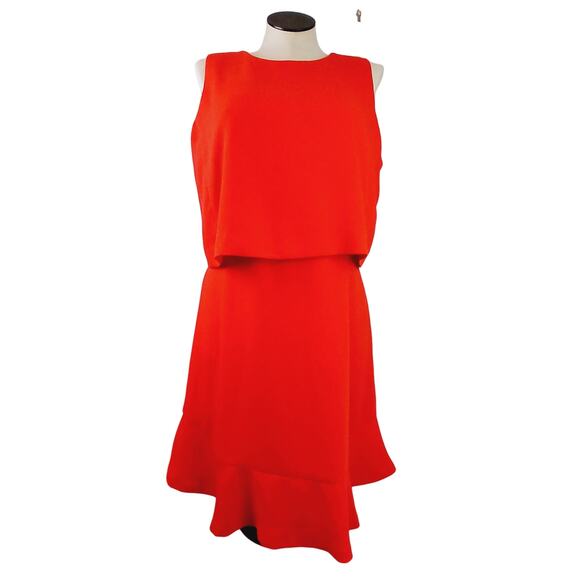 Banana Republic SZ 16 (Runs Small) Crepe Cutout Dress Red Glow Fit N Flare NWT - Picture 3 of 8